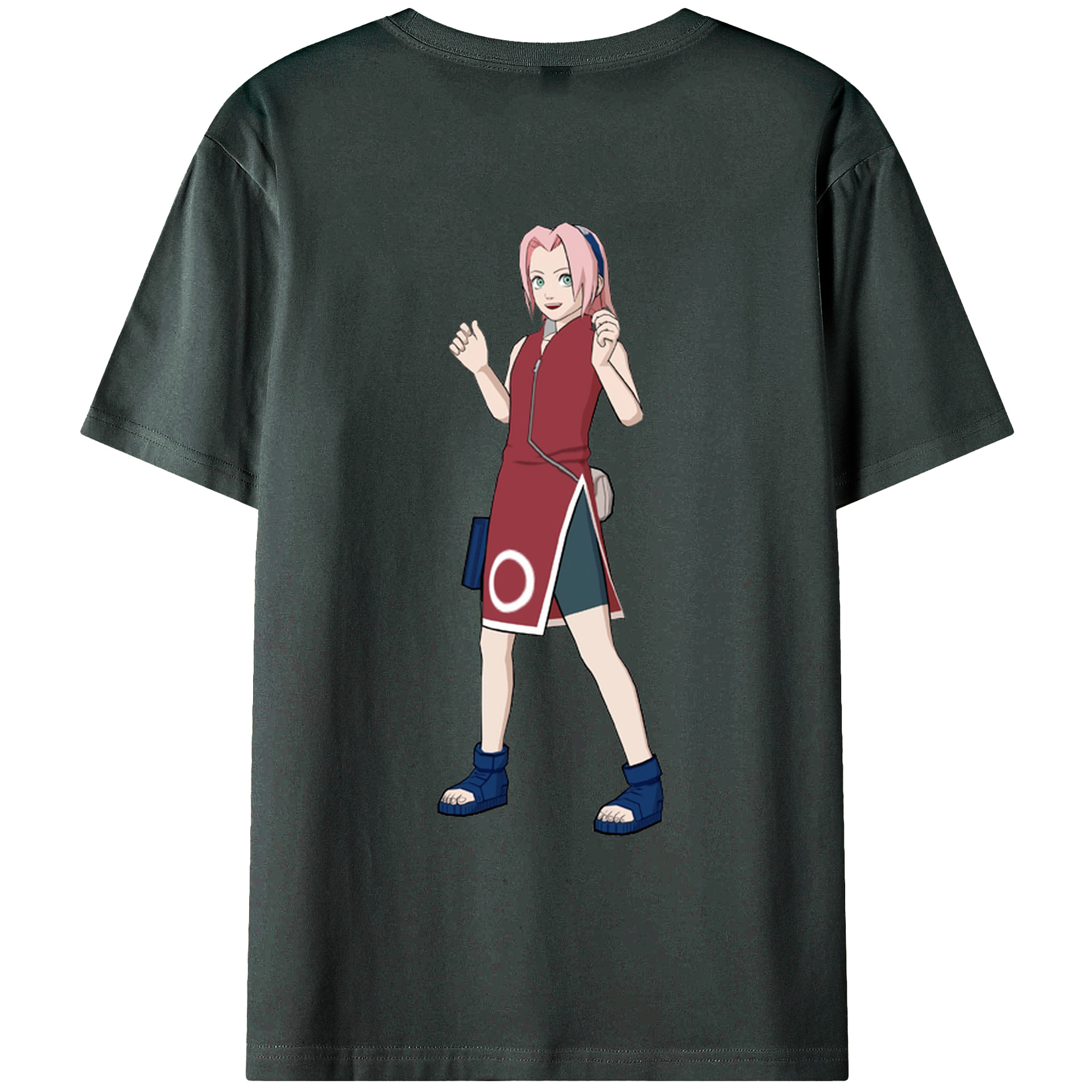 （画像用） NARUTO -ナルト- 春野サクラ Haruno Sakura 綿100％ メンズ半袖Tシャツ（バックプリント） 通気性